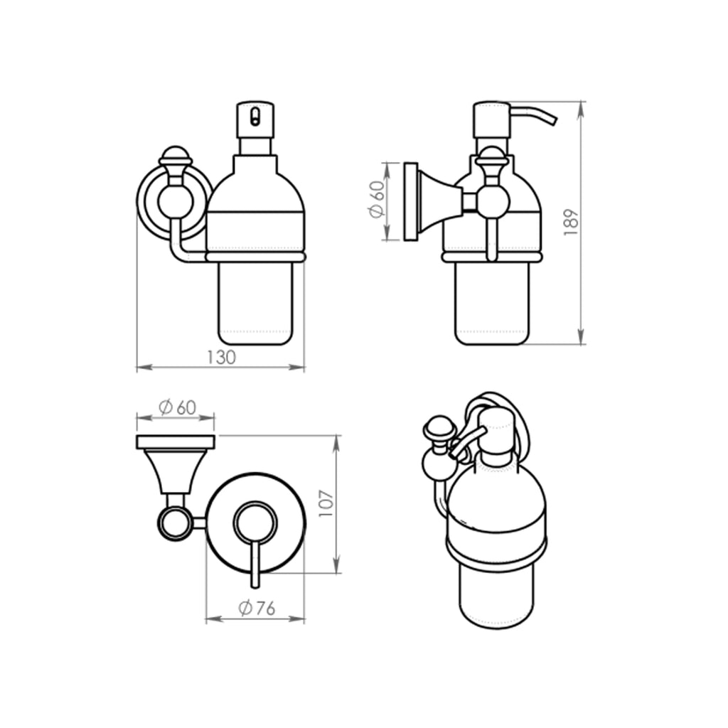Dispenser sapone a parete con erogatore cromato Nevis di Gedy - Cromato