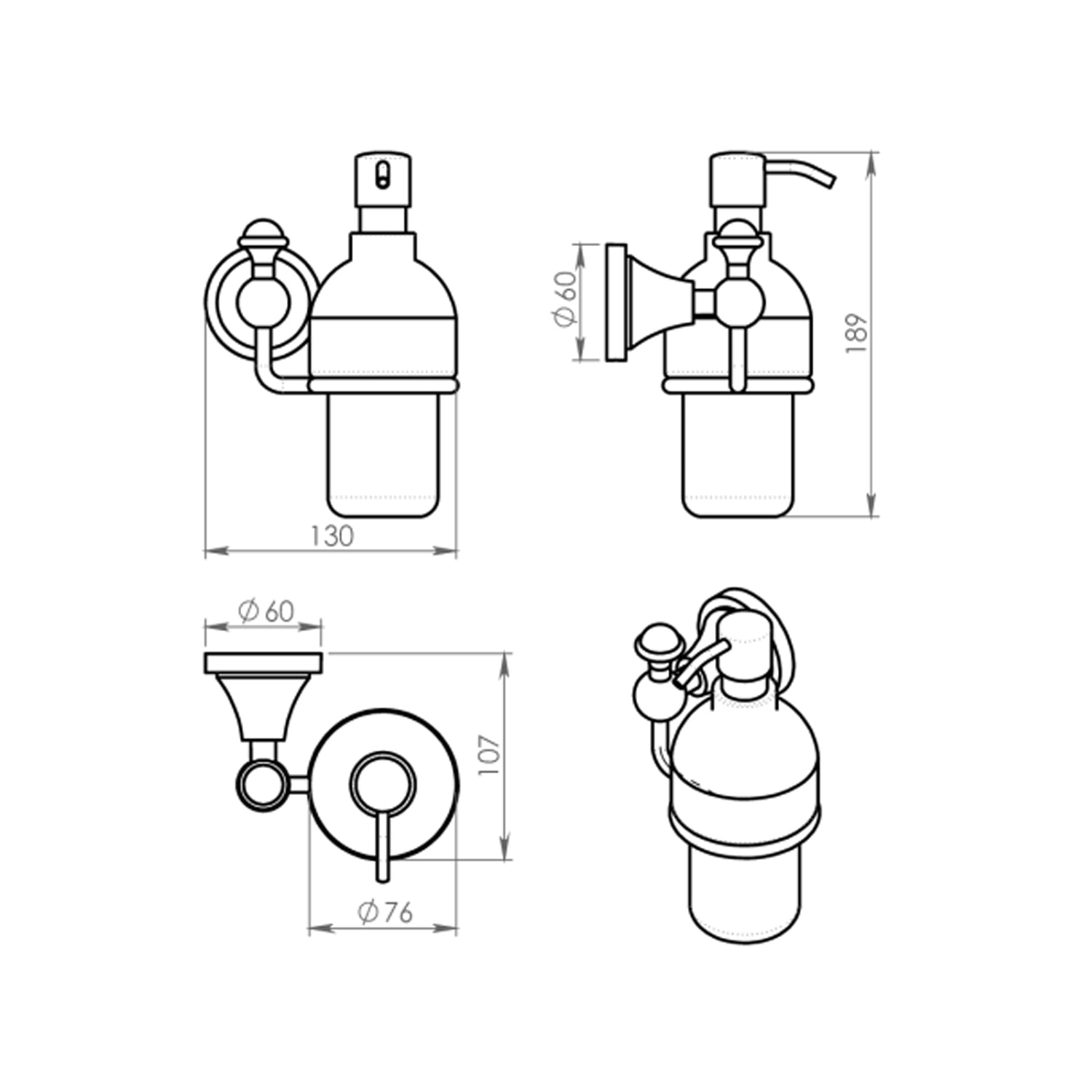 Dispenser sapone a parete con erogatore cromato Nevis di Gedy - Cromato