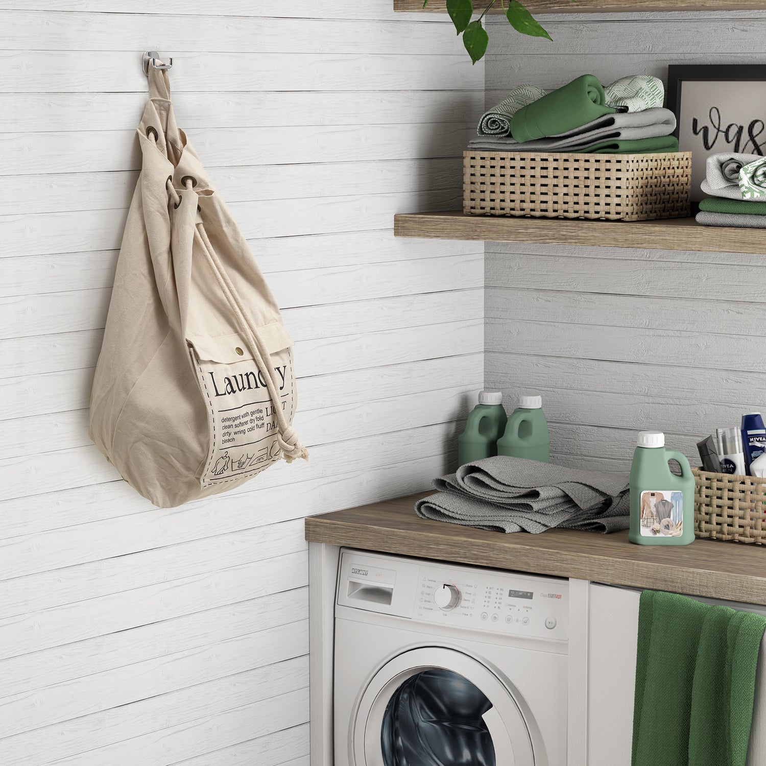 Sacca portabiancheria di Gedy modello Baggy in cotone e poliestere - EcrÃ¹