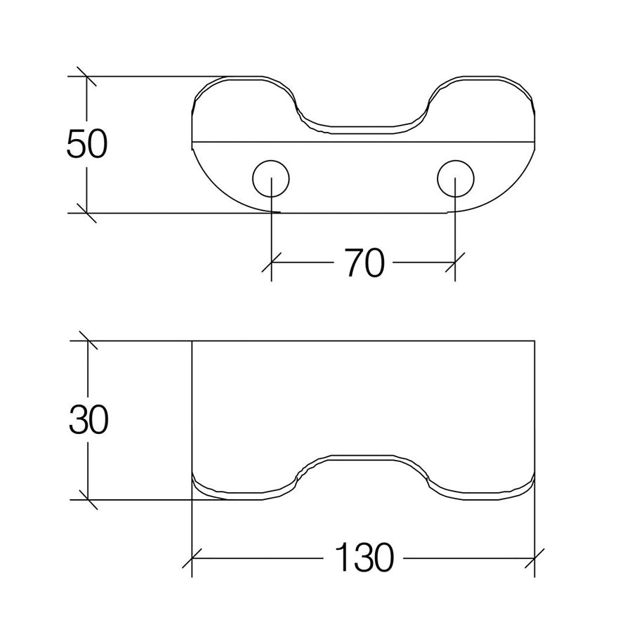 Doppio appendino a parete in acciaio 316 satinato Lineabeta collezione Roersa
