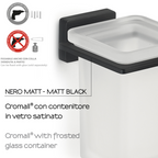 Portaspazzolini a muro in Acciaio Inox di Gedy modello Atena - Nero Matt