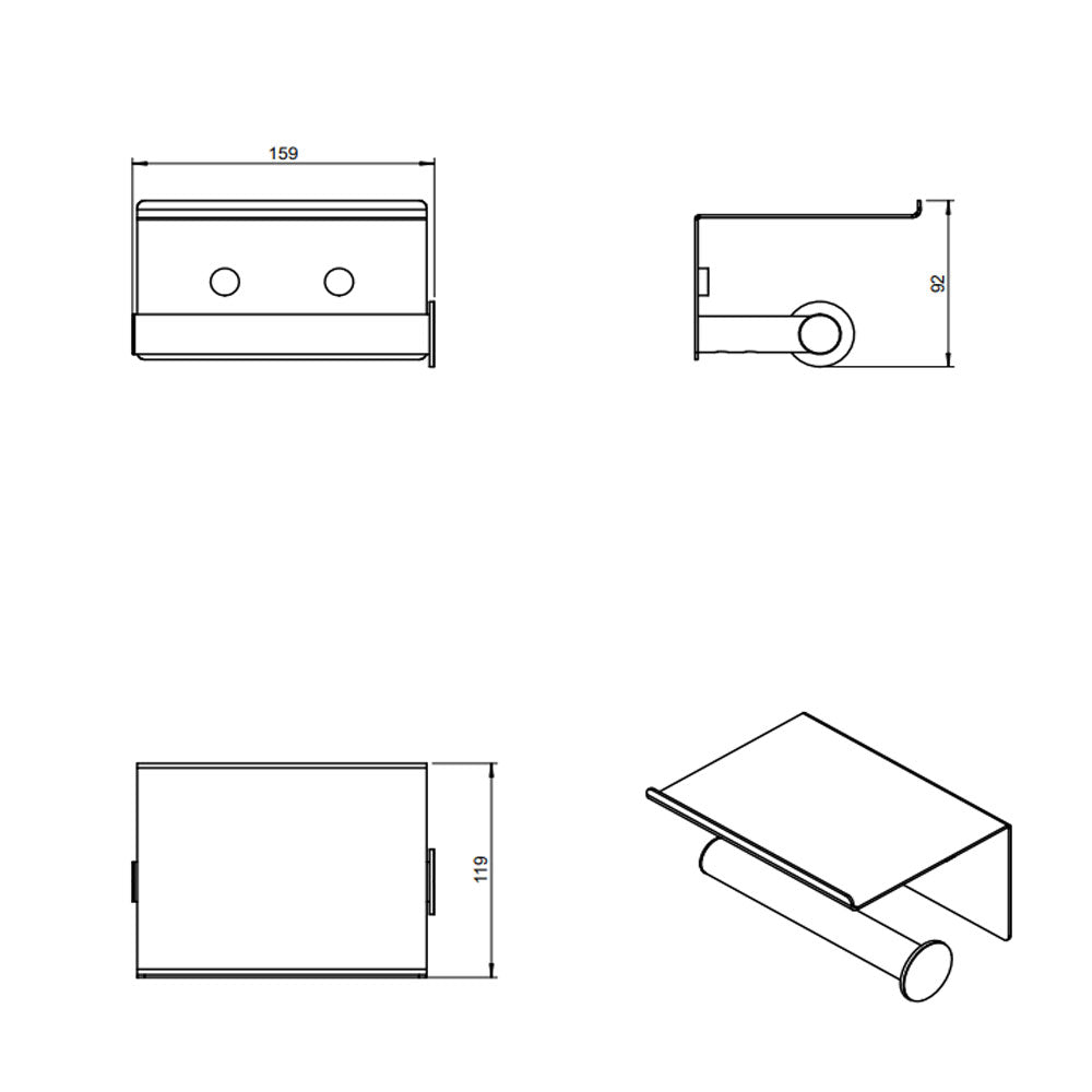 Porta rotolo sospeso con supporto per cellulare in ottone cromato della collezione 'Architect s+' by Cosmic