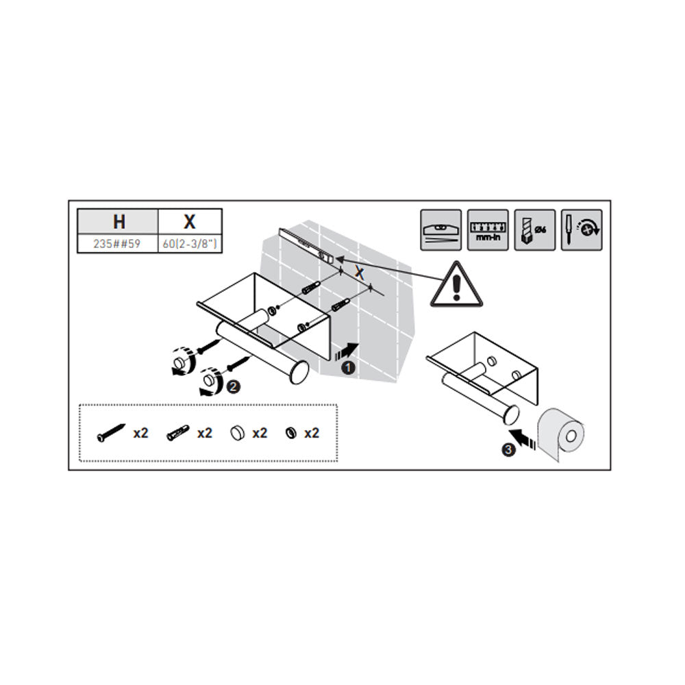 Porta rotolo sospeso con supporto per cellulare in ottone cromato della collezione 'Architect s+' by Cosmic