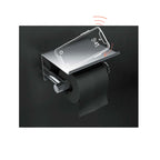 Porta rotolo sospeso con supporto per cellulare in ottone verniciato della collezione 'Architect s+' by Cosmic - Nero satinato