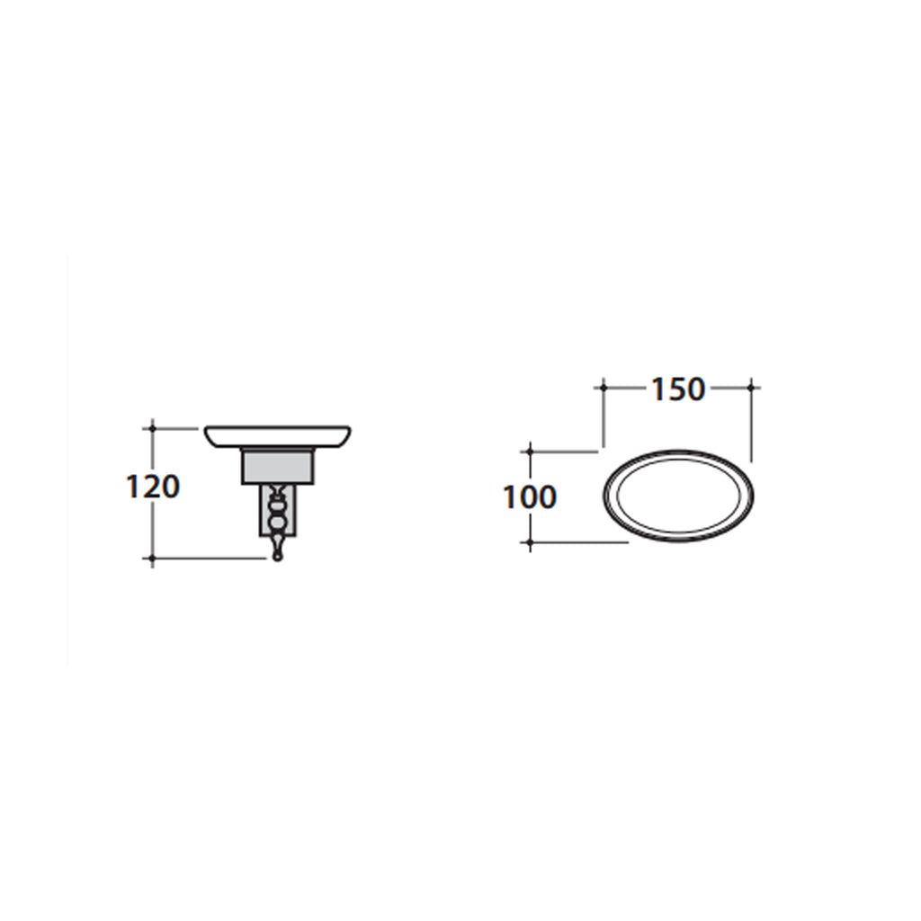 Portasapone con piatto in ceramica e supporto in ottone cromato installazione a parete collezione Paestum Globo