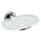 Porta sapone in ottone cromato con piattino in vetro satinato Colombo Design collezione Basic Con fissaggio a tassello
