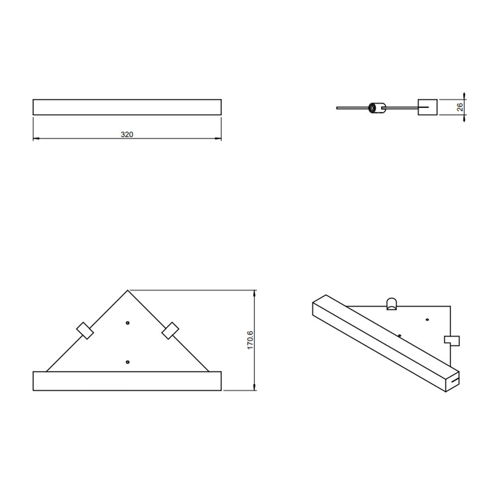 Mensola sospesa ad angolo in acciaio inox lucido della collezione 'Logic' by Cosmic