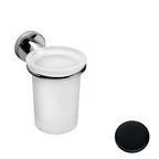 Porta spazzolini Nero Opaco con contenitore in vetro satinato Colombo Design collezione Basic Con fissaggio a tassello