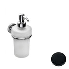 Dispenser Sapone Nero Opaco con Contenitore in vetro satinato Colombo Design collezione Basic Con fissaggio a tassello