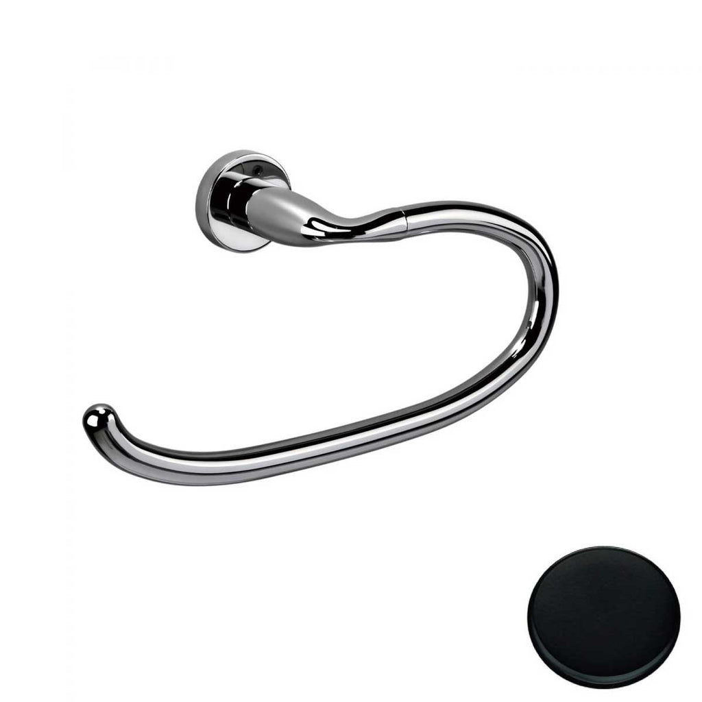 Portasalviette ad Anello Nero Opaco Colombo Design collezione Basic Con fissaggio a tassello e ad incollo con kit opzionale