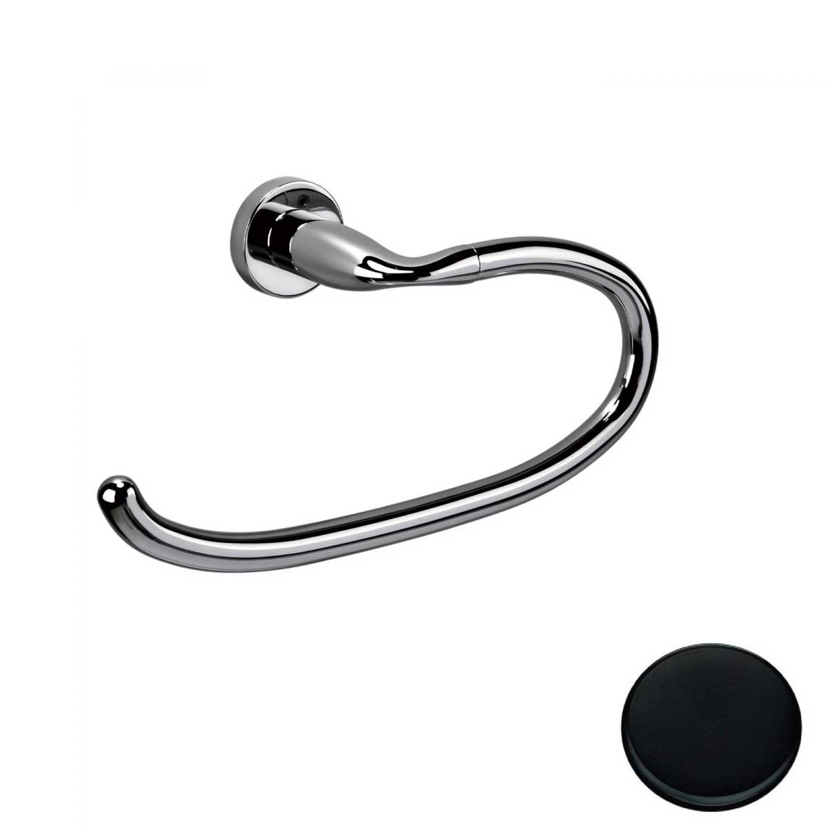 Portasalviette ad Anello Nero Opaco Colombo Design collezione Basic Con fissaggio a tassello e ad incollo con kit opzionale