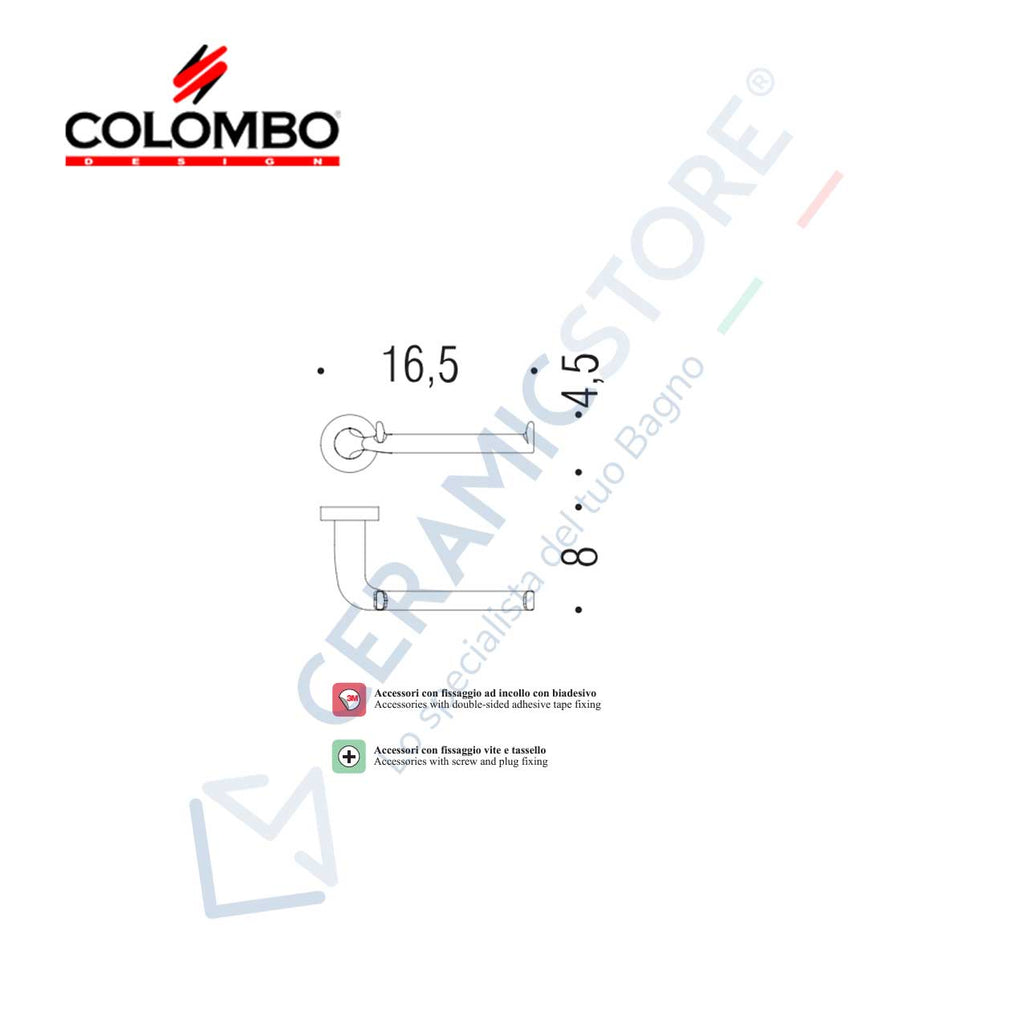 Portarotolo Nero Opaco Colombo Design collezione Basic Con fissaggio a tassello e ad incollo con kit opzionale