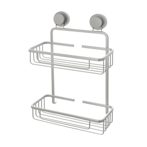 Portaoggetti doccia rettangolare in acciaio a due ripiani - Argento