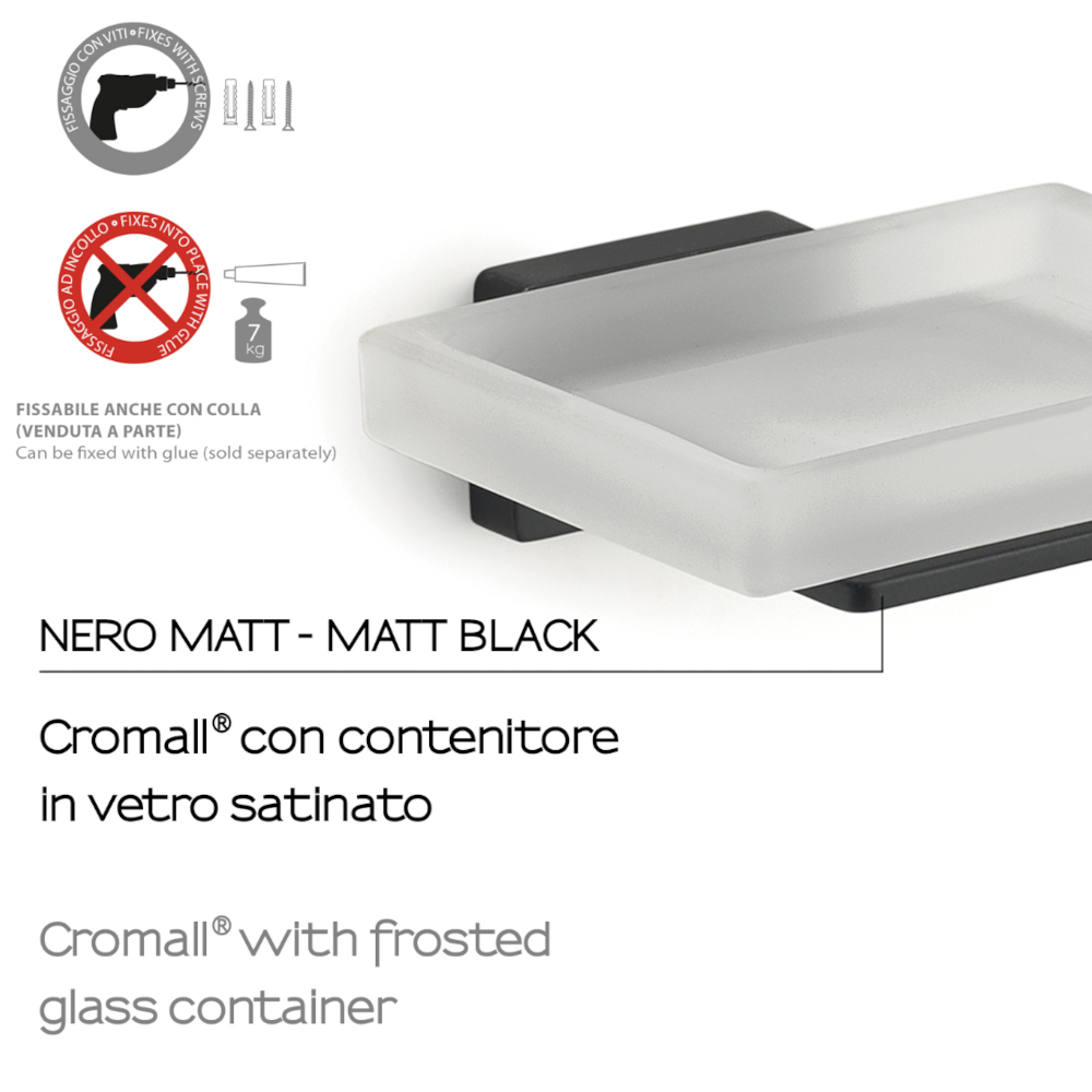 Portasapone a muro in Acciaio Inox Gedy modello Atena - Nero Matt