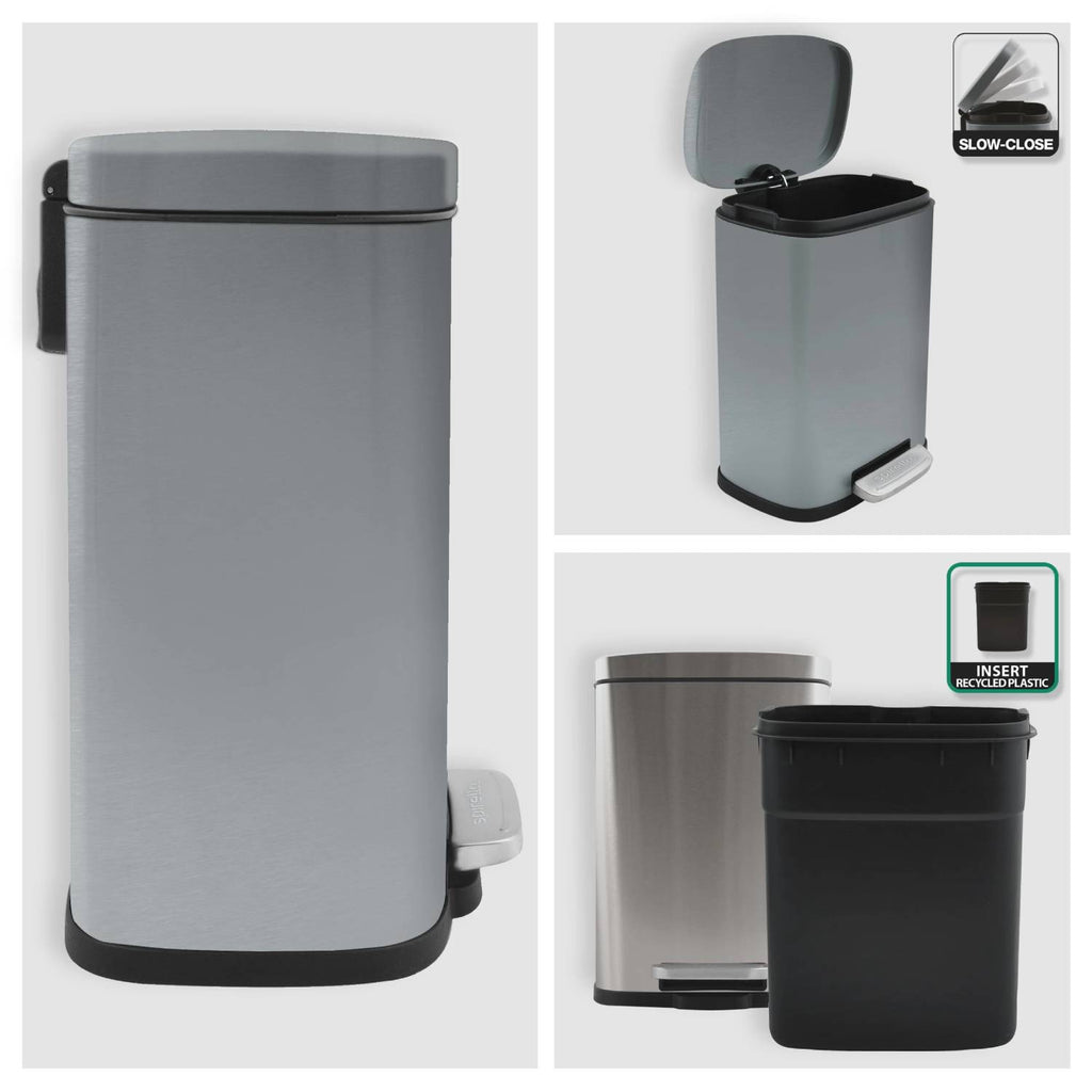 Pattumiera a pedale modello Akira 5 litri in acciaio inossidabile spazzolato