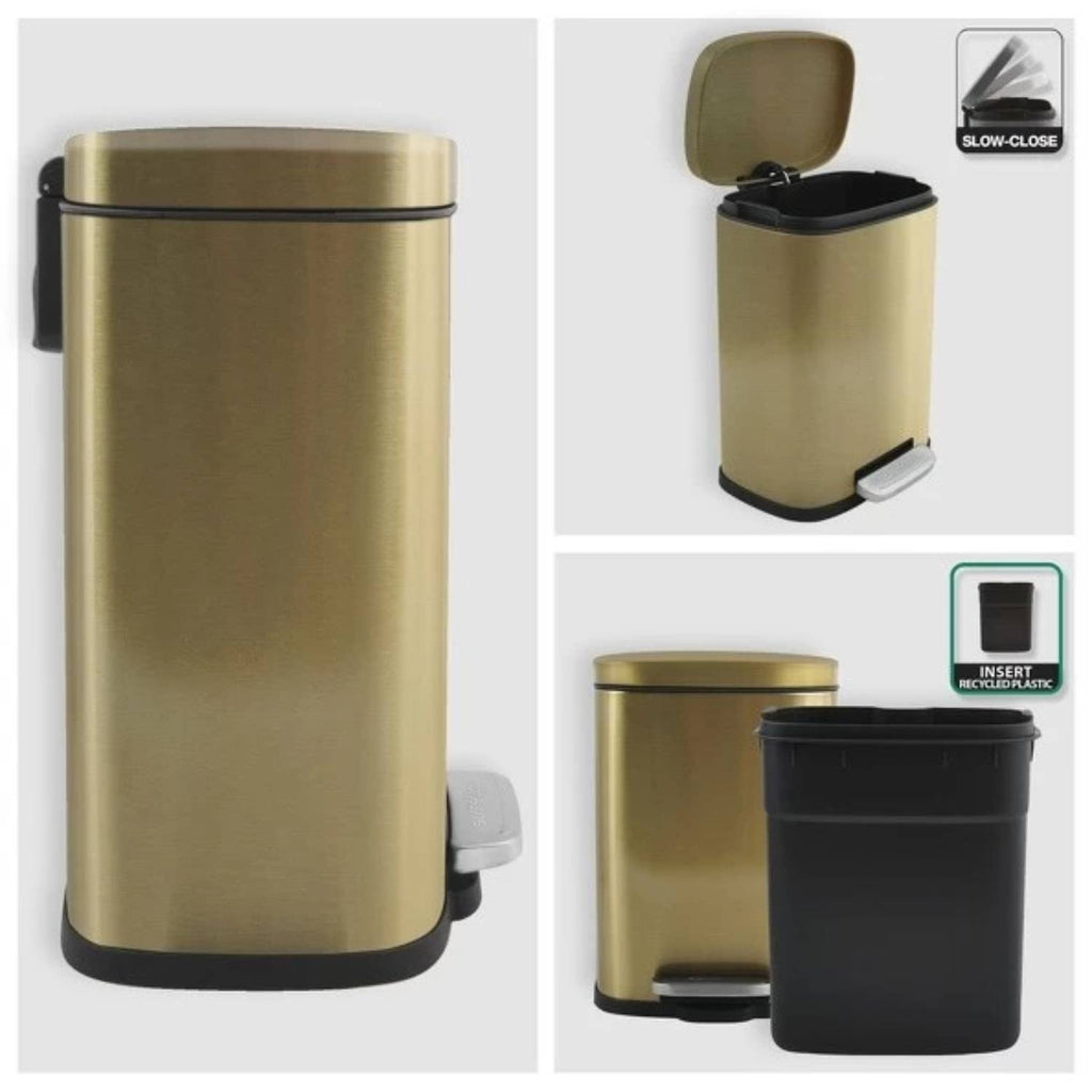 Pattumiera a pedale modello Akira capacitÃ  5 Litri colore oro spazzolato