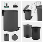 Pattumiera a pedale modello Adelar capienza 3 Litri colore grigio opaco