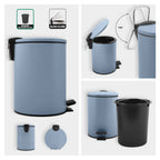 Pattumiera a pedale modello Adelar in acciaio capienza 3 litri colore blu opaco