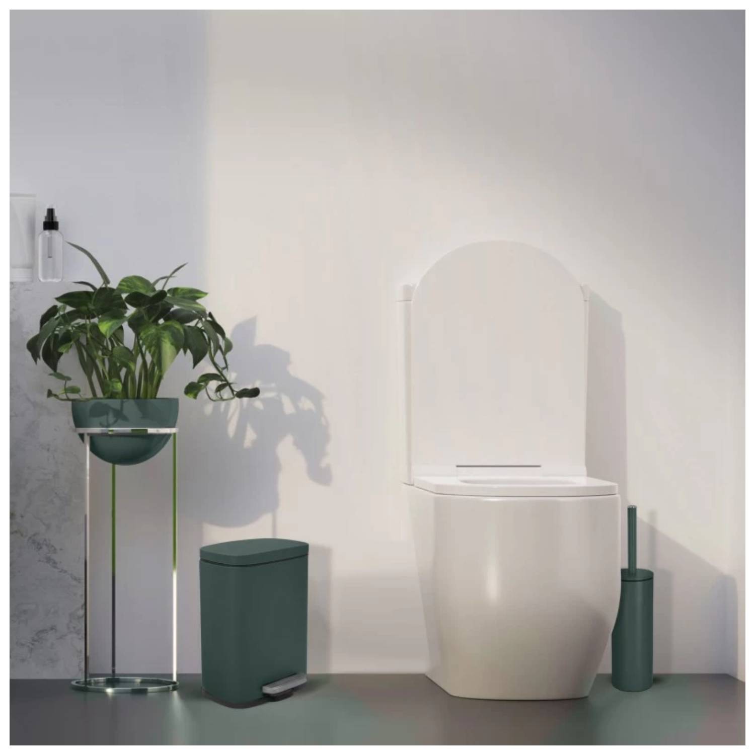 Pattumiera a pedale modello Akira in acciaio capienza 5 litri colore verde scuro opaco