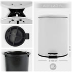 Pattumiera a pedale modello Adelar in acciaio capienza 5litri colore bianco opaco