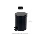 Pattumiera a pedale modello Sydney in acciaio capacitÃ  3 litri colore nero