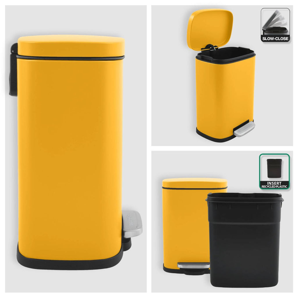 Pattumiera a pedale modello Akira in acciaio capienza 5 Litri colore giallo opaco