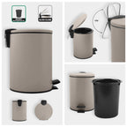 Pattumiera a pedale modello Adelar capienza 5 litri colore tortora opaco