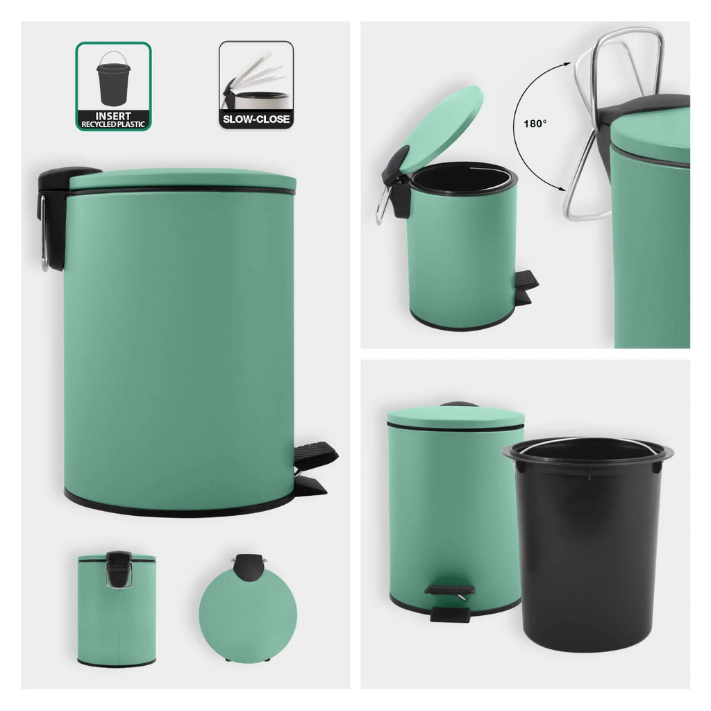 Pattumiera a pedale modello Adelar capienza 3 litri colore verde opaco