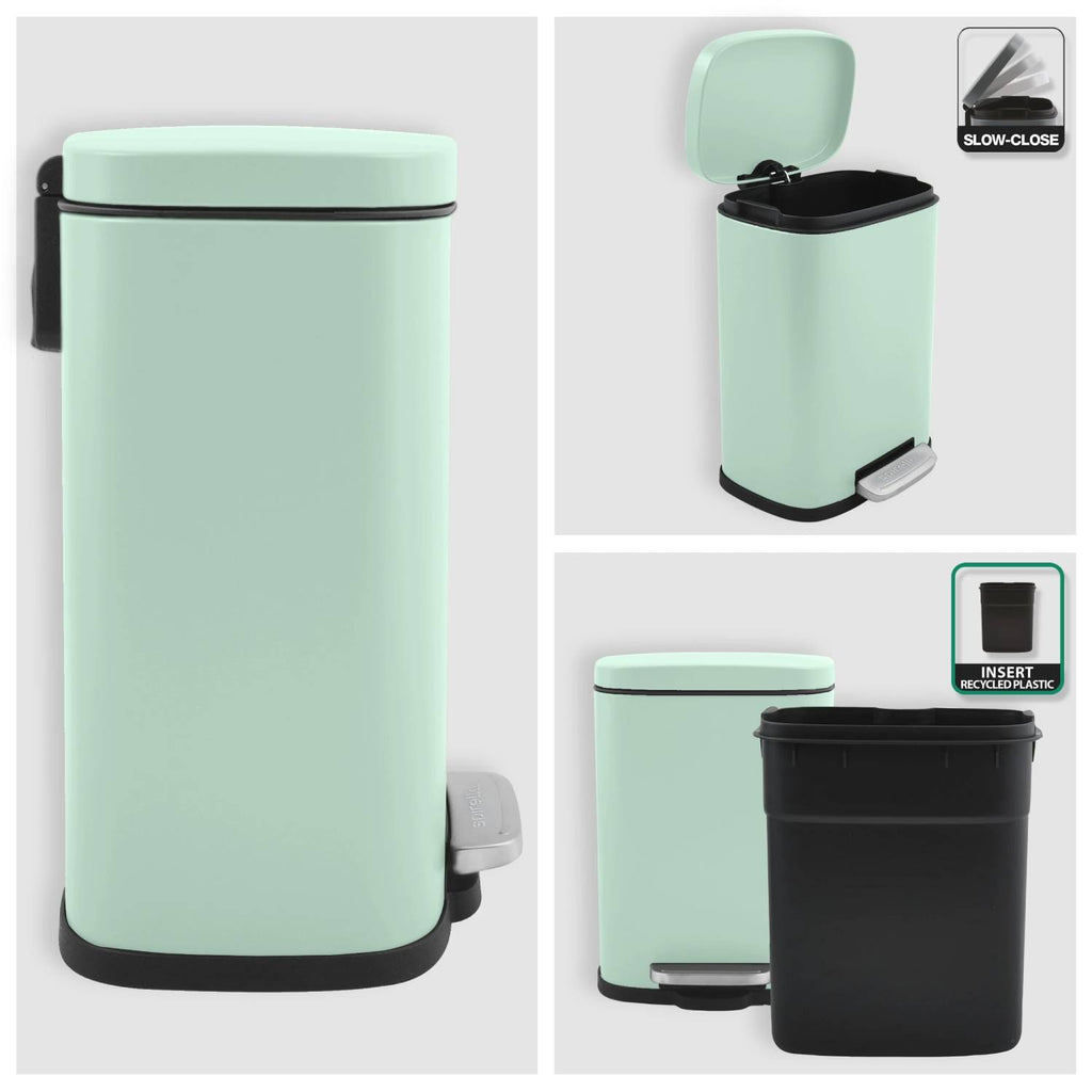 Pattumiera a pedale modello Akira in acciaio capienza 5 litri colore verde lucido opaco