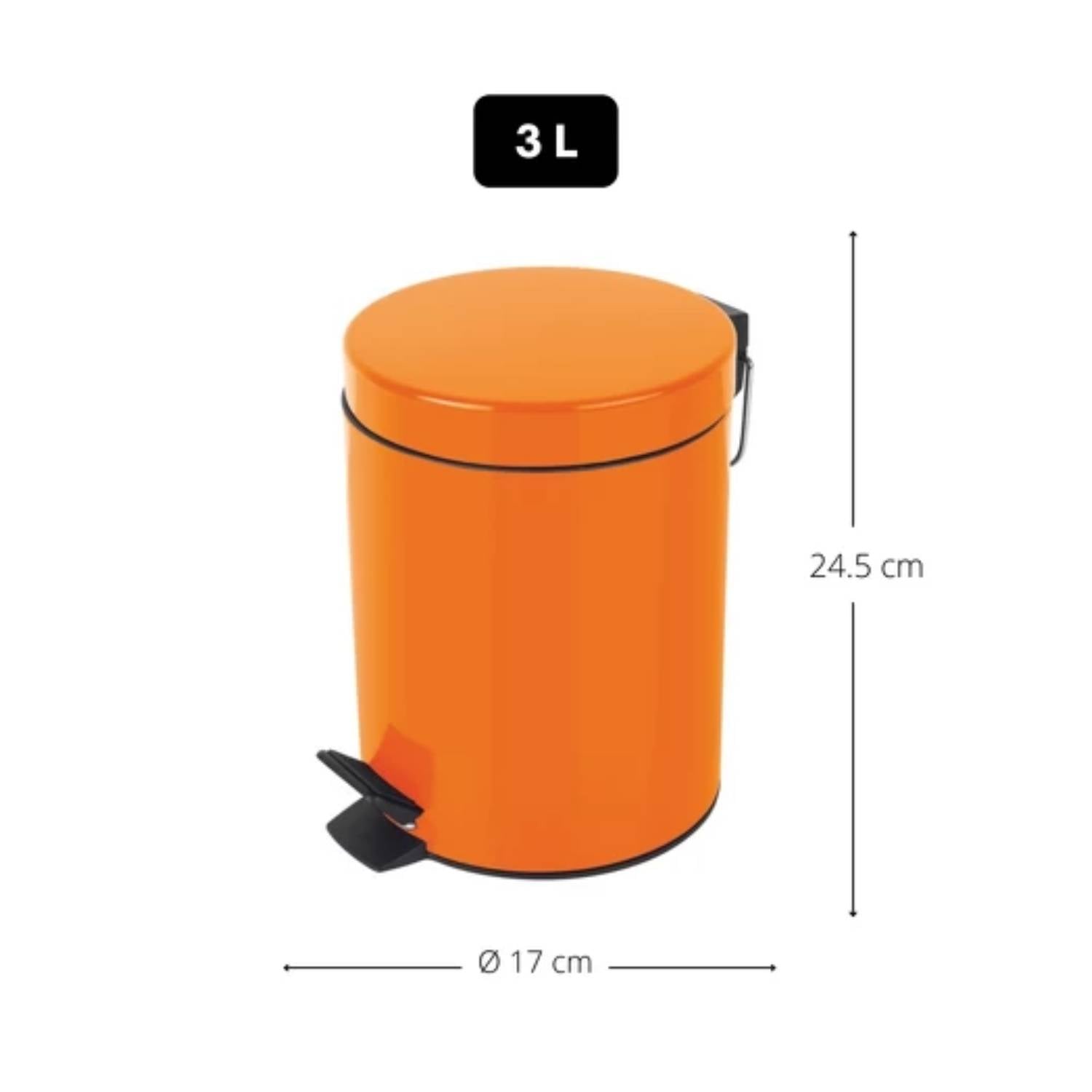 Pattumiera a pedale modello Sydney capienza 3 litri colore arancio