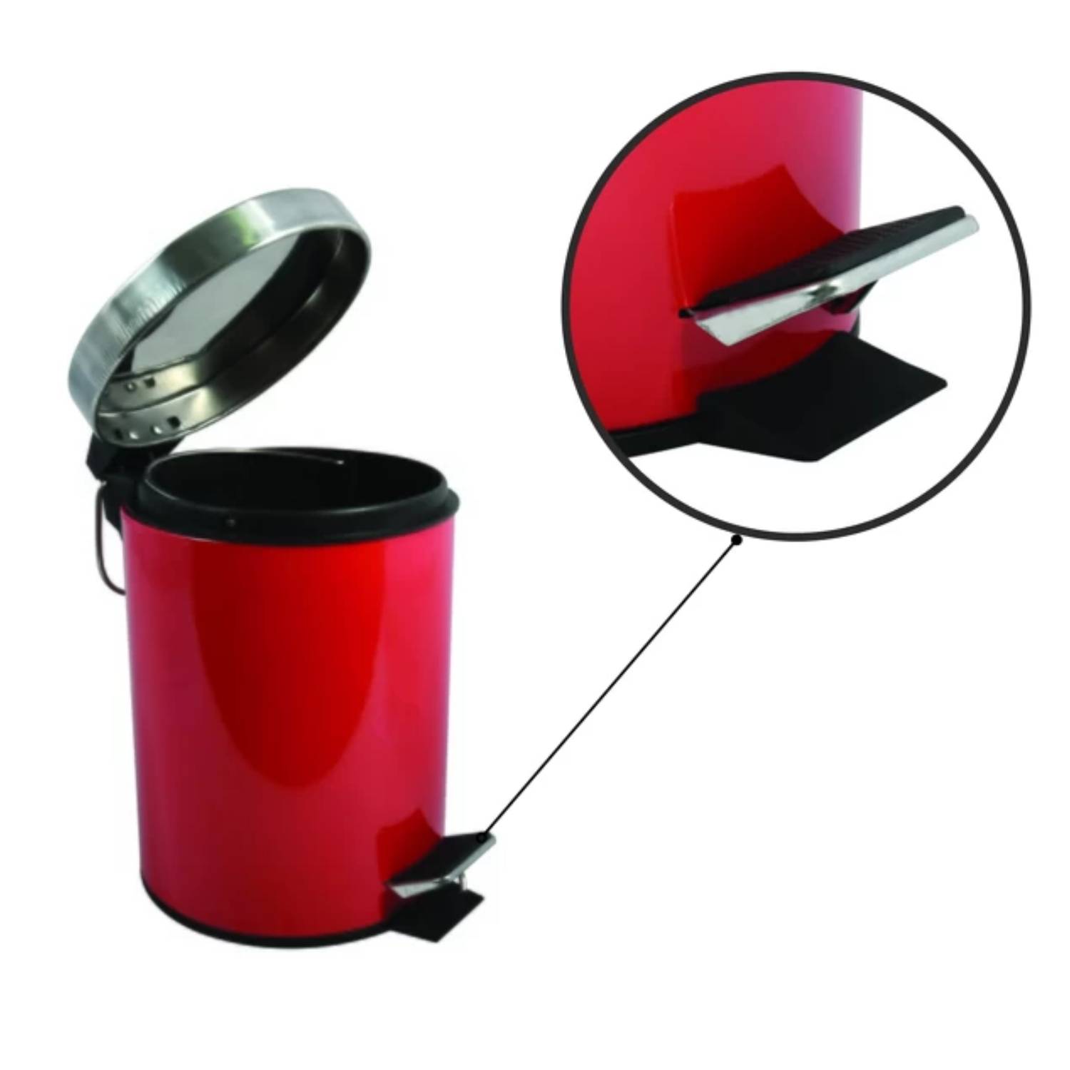 Pattumiera metallica a pedale modello Unis capienza 3 litri colore rosso
