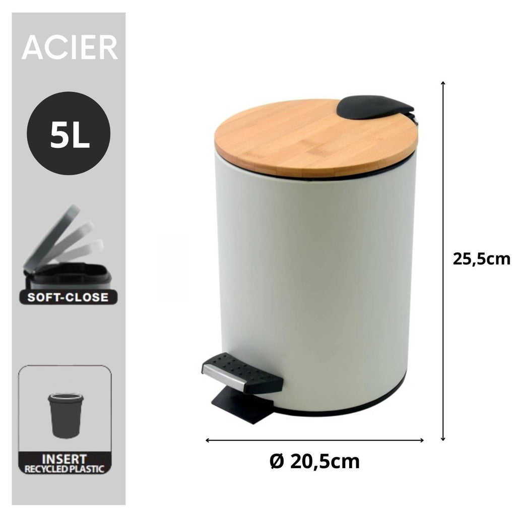 Pattumiera a pedale modello Adonis capienza 5 litri colore bianco