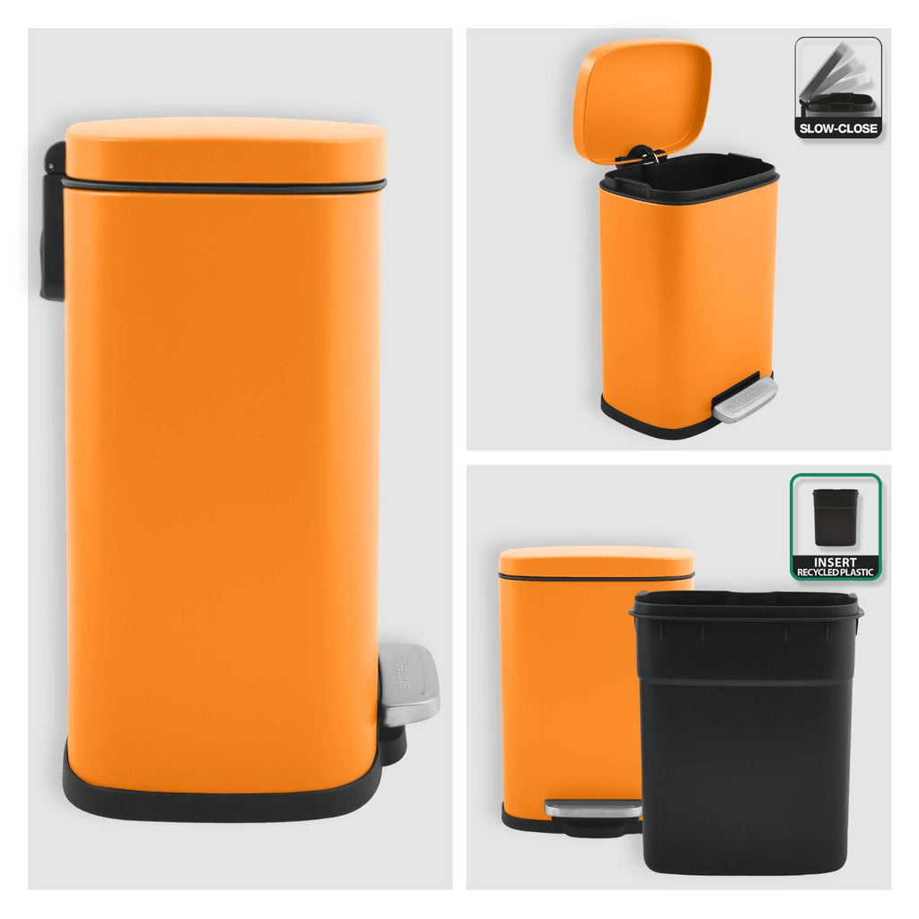 Pattumiera a pedale modello Akira capienza 5 litri colore Arancio opaco