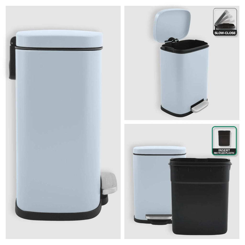 Pattumiera a pedale modello Akira capienza 5 litri colore blu ghiaccio opaco