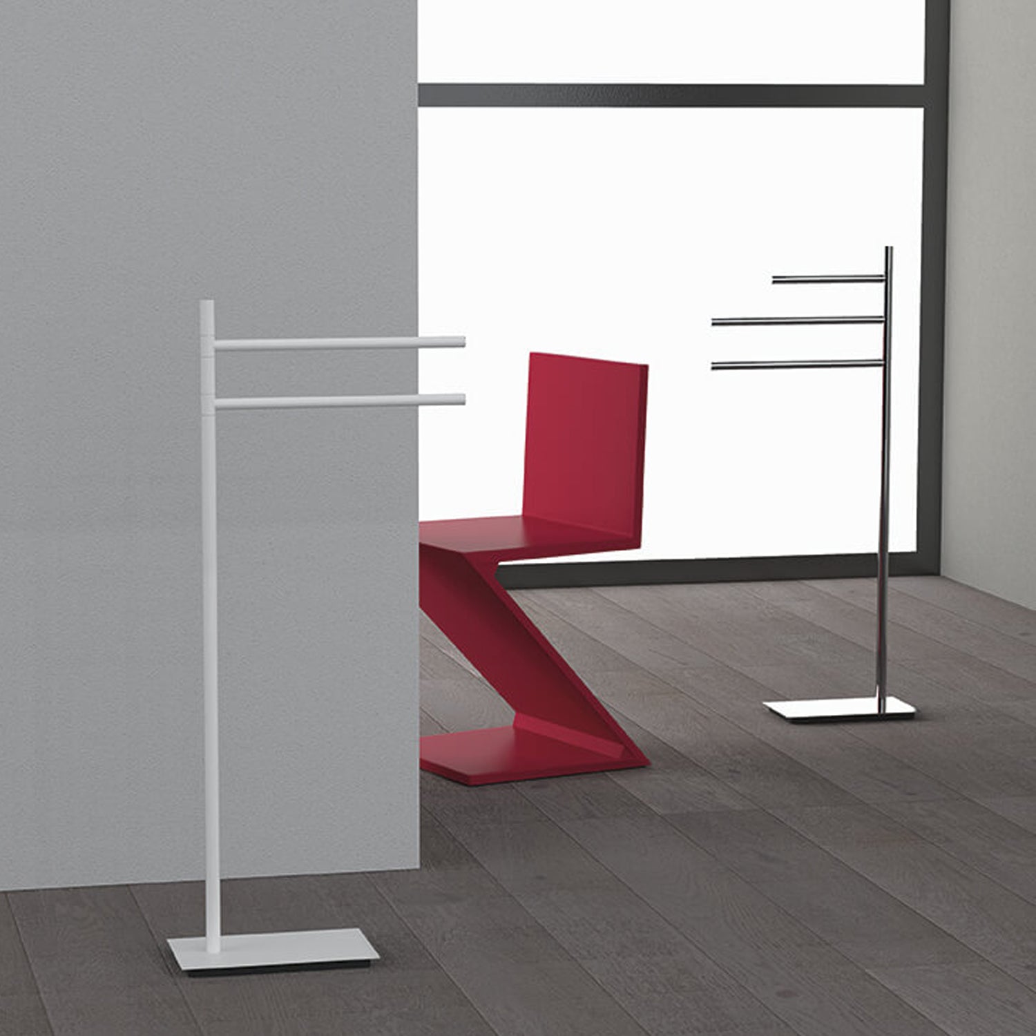 Piantana con 2 porta salvietta in ottone Square di Colombo Design