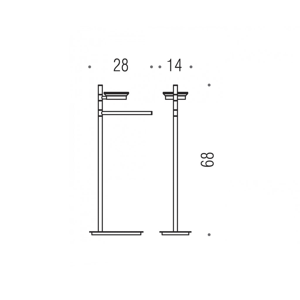 Piantana con portasapone e porta salvietta in ottone Square di Colombo Design