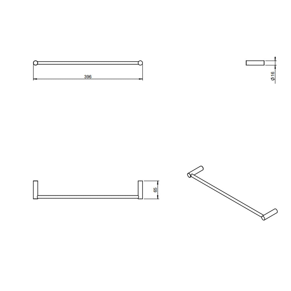 Porta asciugamani a muro in acciaio inossidabile lucido della collezione 'Logic' by Cosmic cm 39