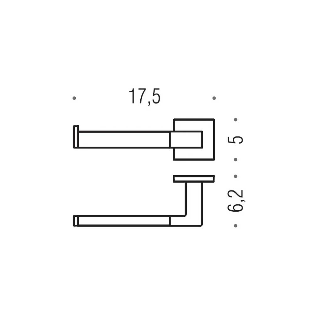 Porta rotolo Sinistro di forma squadrata Nero Opaco Colombo Design collezione BasicQ Con fissaggio a tassello