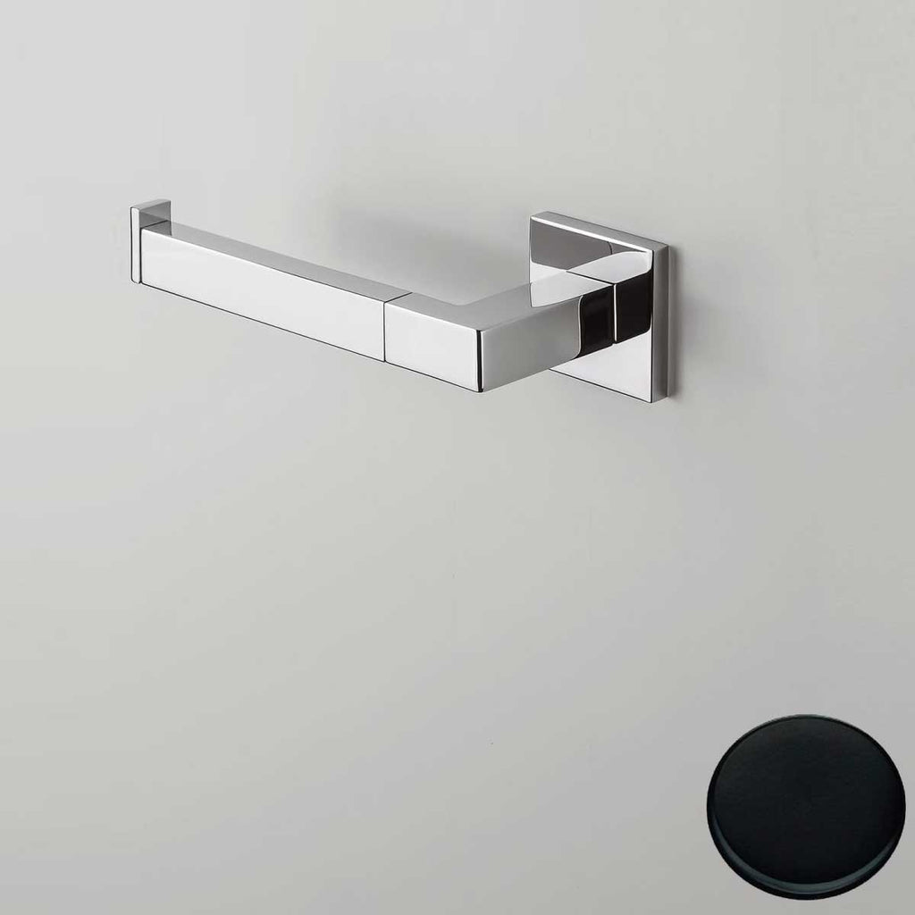 Porta rotolo Sinistro di forma squadrata Nero Opaco Colombo Design collezione BasicQ Con fissaggio a tassello