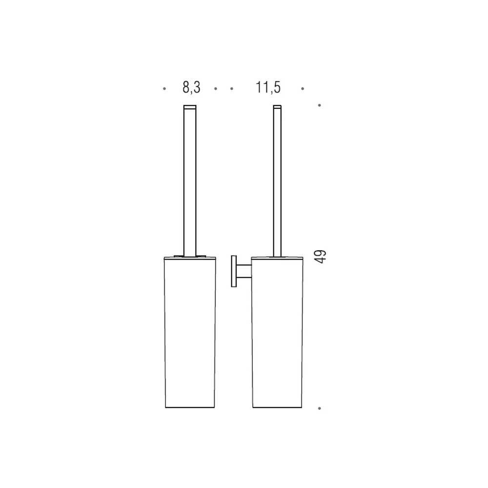 Porta scopino wc di forma squadrata Nero Opaco Colombo Design collezione BasicQ Con fissaggio a tassello