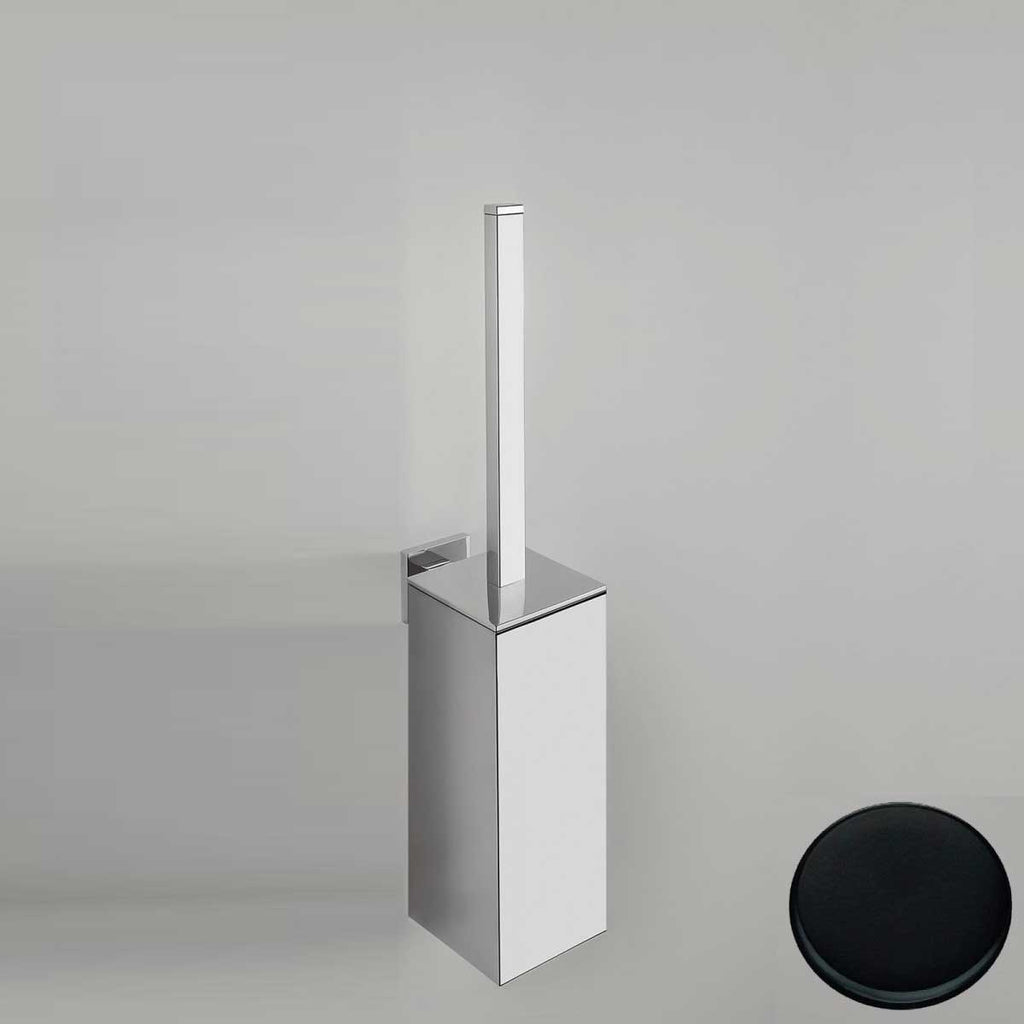 Porta scopino wc di forma squadrata Nero Opaco Colombo Design collezione BasicQ Con fissaggio a tassello