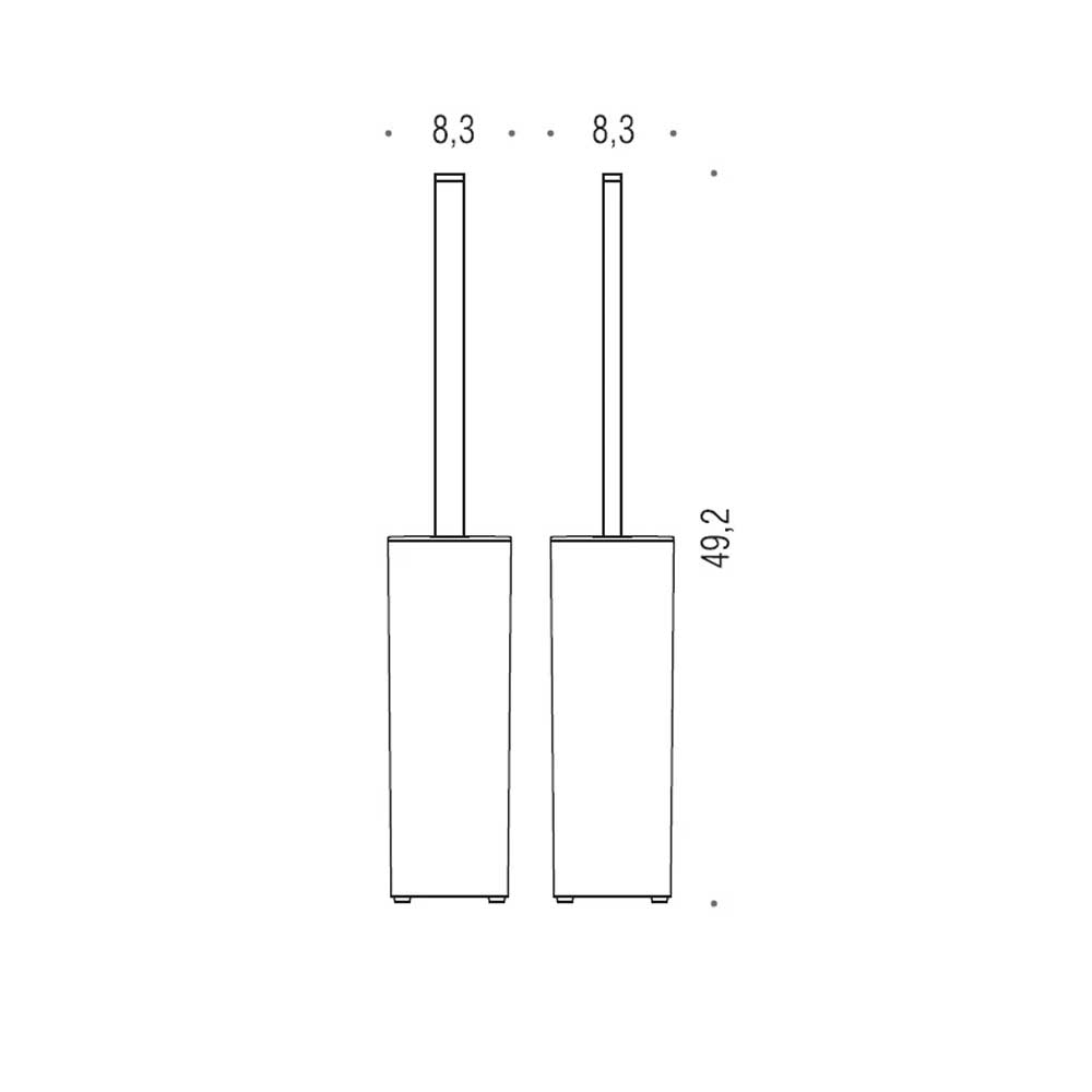 Porta scopino wc da appoggio di forma squadrata Nero Opaco Colombo Design collezione BasicQ Con fissaggio a tassello