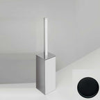 Porta scopino wc da appoggio di forma squadrata Nero Opaco Colombo Design collezione BasicQ Con fissaggio a tassello