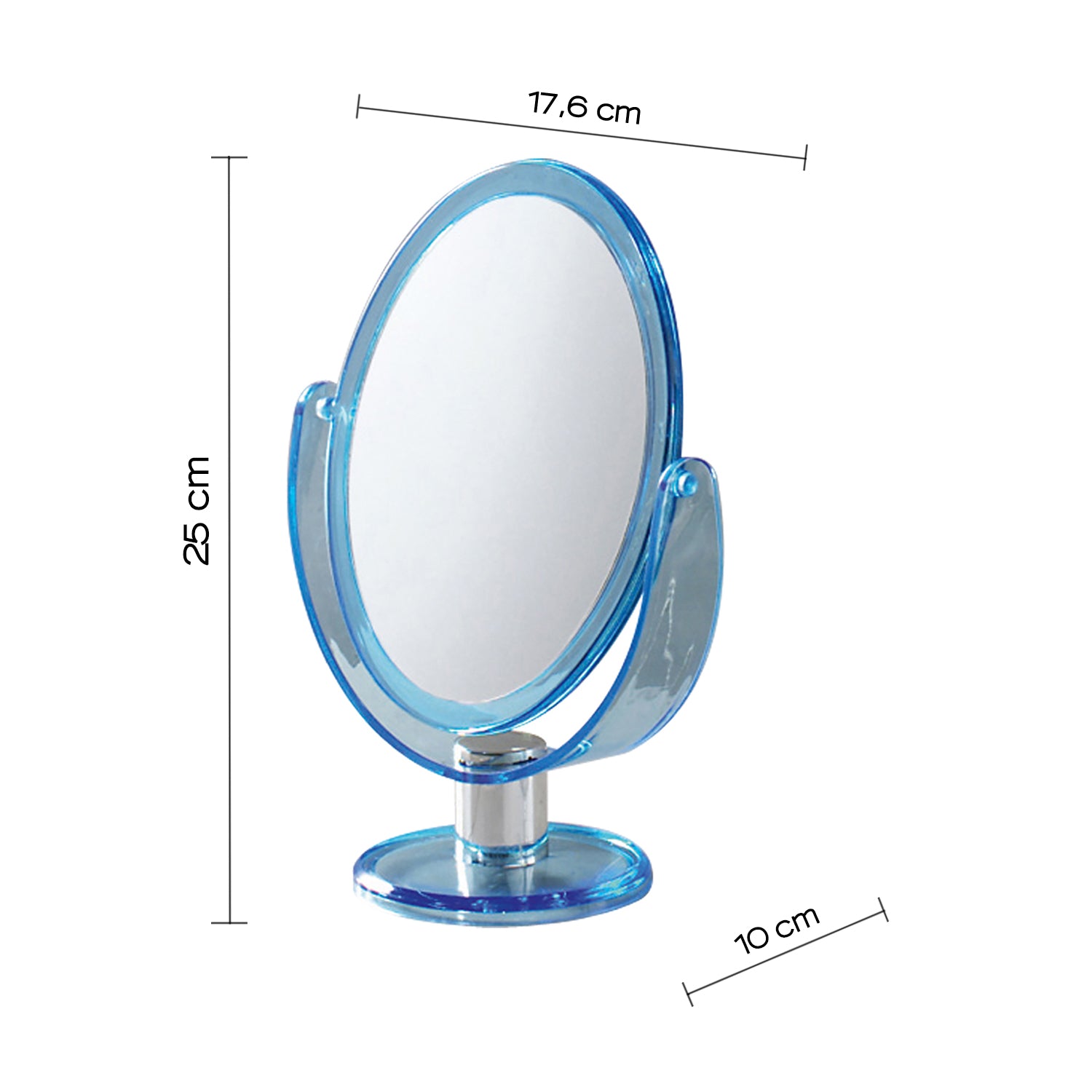 Specchio ovale ingranditore bifacciale di Gedy - Blu