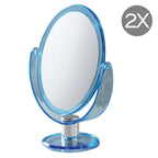 Specchio ovale ingranditore bifacciale di Gedy - Blu