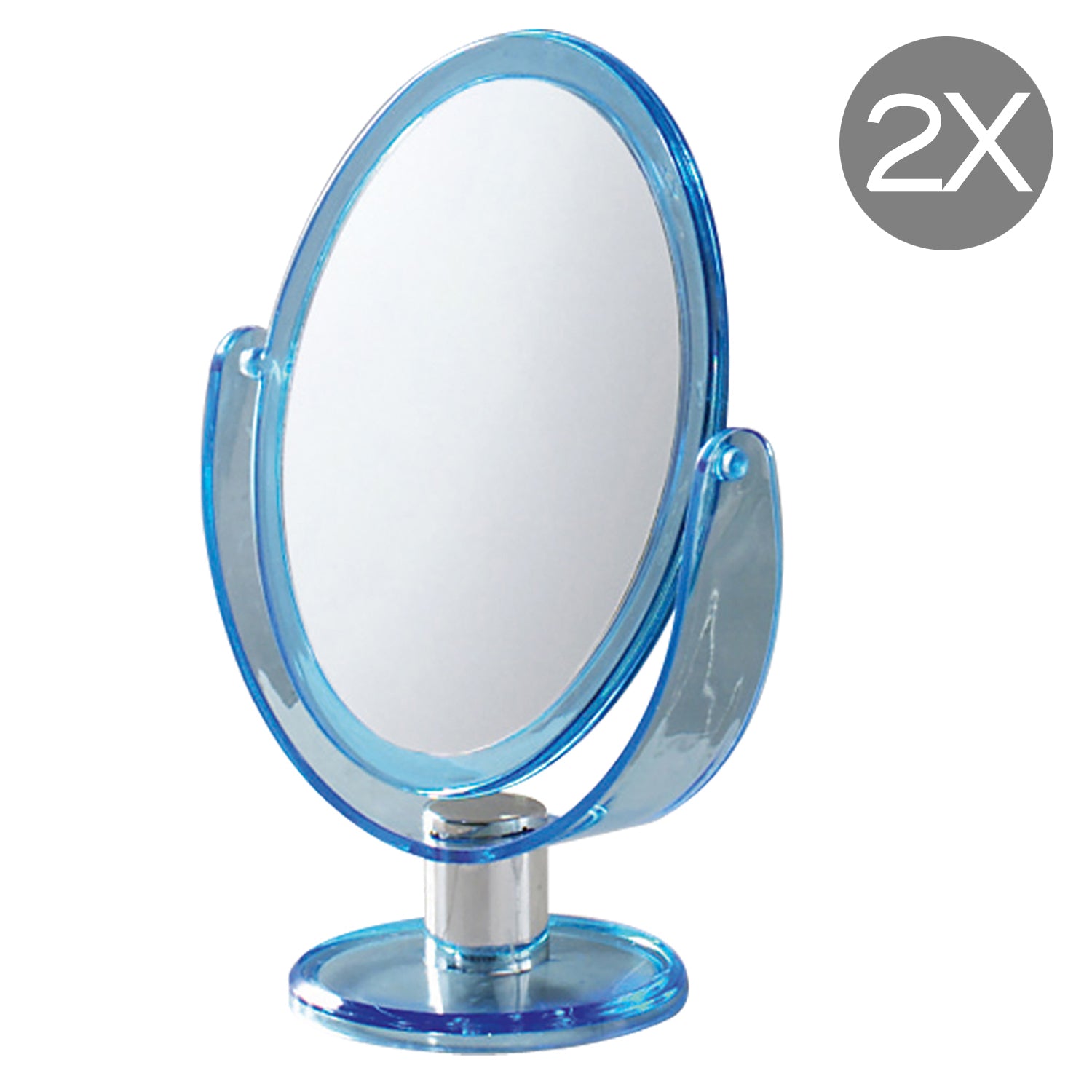 Specchio ovale ingranditore bifacciale di Gedy - Blu