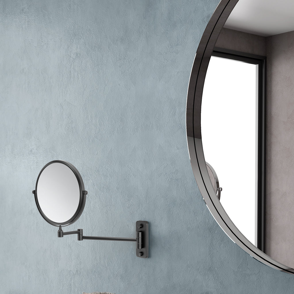 Specchio ingranditore Gaia di Gedy in Acciaio Inox - Nero Matt