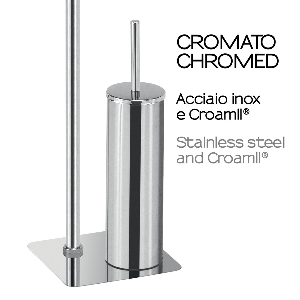 Piantana portarotolo e porta scopino ArtÃ¹ di Gedy - Cromato