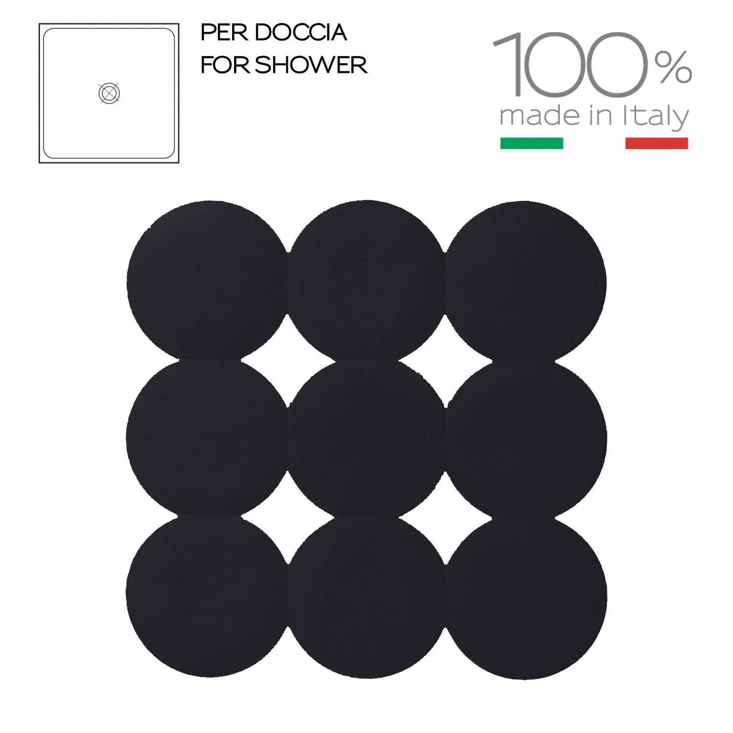 Tappeto antiscivolo doccia Giotto di Gedy 55x55 cm - Nero Matt