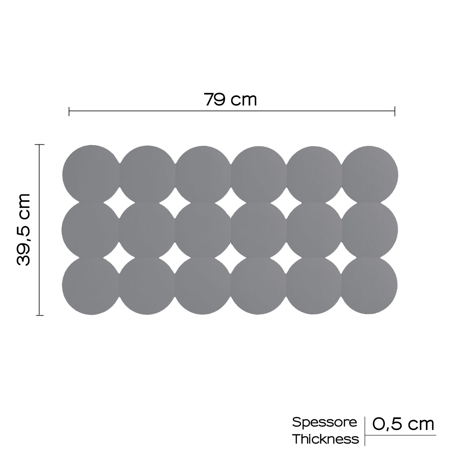 Tappeto antiscivolo vasca Giotto di Gedy 39x79 cm - Grigio